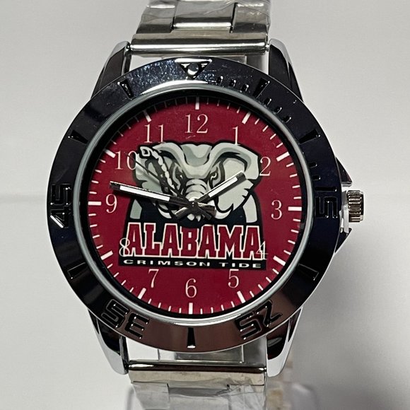 Alabama Crimson Tide NCAA Team Logo Men's Stainless-Steel Silver Watch NEW - Picture 9 of 9